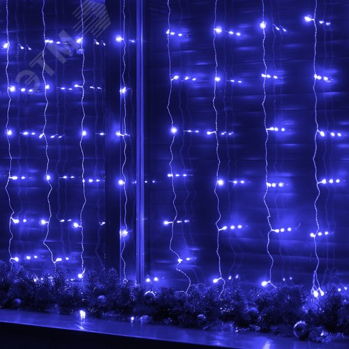 Гирлянда Занавес светодиодный 3х2 м 160 светодиодов синий свет прозрачный провод ULD-C3020-160/DTA BLUE IP20 - фото 8