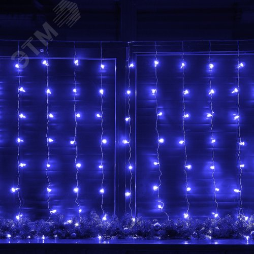 Гирлянда Занавес светодиодный 3х2 м 160 светодиодов синий свет прозрачный провод ULD-C3020-160/DTA BLUE IP20 - фото 9