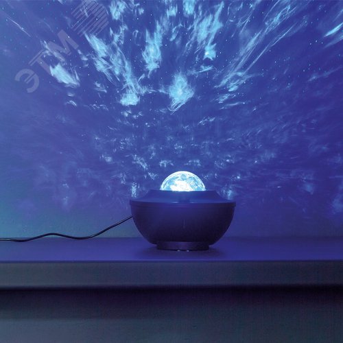 Светодиодный светильник-проектор 6 с Bluetooth Проекция Звездное небо Встроенный MP3 проигрыватель 2 колонки USB разъем Пульт ДУ в комплекте Черный ТМ Volpe ULI-Q333 6W/RGBW BLACK - фото 3