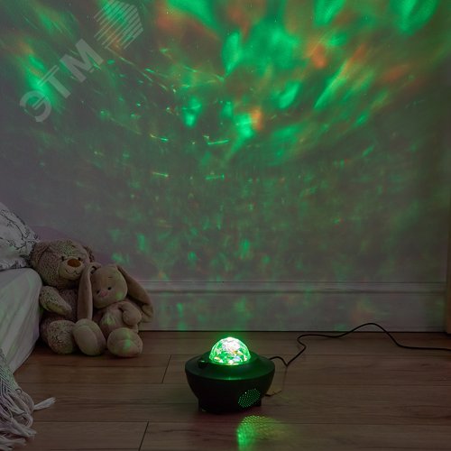 Светодиодный светильник-проектор 6 с Bluetooth Проекция Звездное небо Встроенный MP3 проигрыватель 2 колонки USB разъем Пульт ДУ в комплекте Черный ТМ Volpe ULI-Q333 6W/RGBW BLACK - фото 7