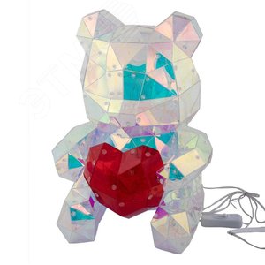 Светильник декоративный Мишка с сердцем с USB проводом 200 светодиодов Белый свет Цвет корпуса радужный TM ULD-R508 USB BEAR WITH HEART - фото 1