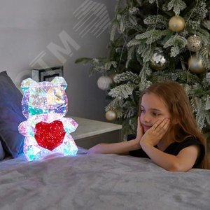 Светильник декоративный Мишка с сердцем с USB проводом 200 светодиодов Белый свет Цвет корпуса радужный TM ULD-R508 USB BEAR WITH HEART - фото 5