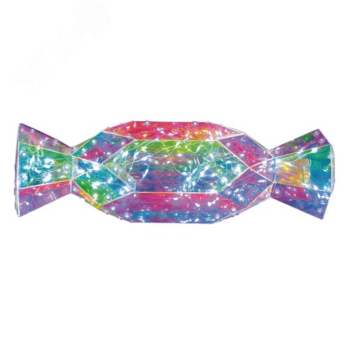 Изображение товара Светильник декоративный Конфета на батарейках 3АА не в комплекте 100 светодиодов белый свет цвет корпуса радужный ТМ ULD-R510 3АА CANDY (шт)