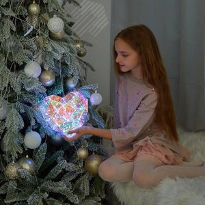 Светильник декоративный Сердце на батарейках 3АА не в комплекте 100 светодиодов белый свет цвет корпуса радужный ТМ ULD-R511 3АА HEART - фото 3