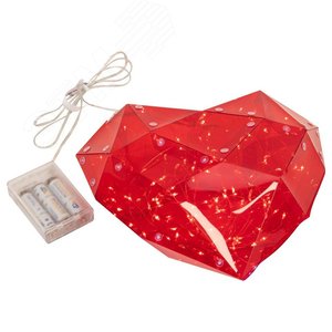 Светильник декоративный Красное сердце на батарейках 3AA не в комплекте 100 светодиодов Белый свет Цвет корпуса красный TM ULD-R511 3АА RED HEART - фото 2