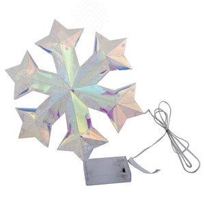 Светильник декоративный Снежинка на батарейках 3AA не в комплекте 100 светодиодов, белый свет, радужный цвет корпуса, ULD-R512 3АА SNOWFLAKE - фото 1
