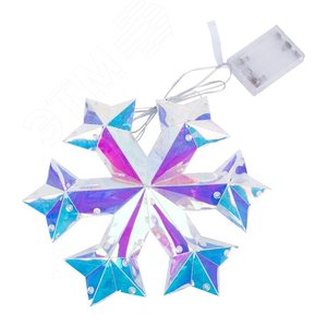Светильник декоративный Снежинка на батарейках 3AA не в комплекте 100 светодиодов, белый свет, радужный цвет корпуса, ULD-R512 3АА SNOWFLAKE - фото 2