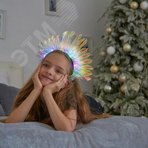 Светильник декоративный Ободок на батарейках 3*LR44 в комплекте 10 светодиодов, белый свет, радужный цвет корпуса, ULD-R513 3LR44 HEADBAND - фото 4