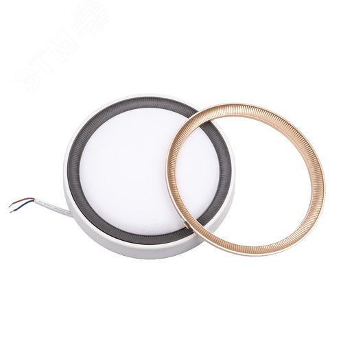 Светильник светодиодный влагозащищенный 24 Вт Круг Дневной свет 6500K 200x160x58 мм Корпус белый Цвет рамок в комплекте золотистый графит ТМ Volpe ULW-Q281 24W/6500K/F20 IP65 WHITE  - фото 1