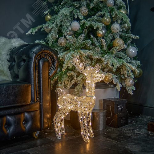 Фигура светодиодная каркасная Олень-2 36х60 см 80 светодиодов теплый белый свет прозрачный провод ULD-M3660-080/STA WARM WHITE IP44 DEER-2 - фото 7