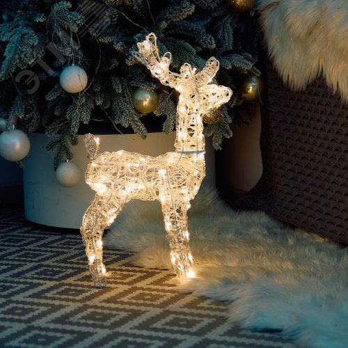 Фигура светодиодная каркасная Олень-2 36х60 см 80 светодиодов теплый белый свет прозрачный провод ULD-M3660-080/STA WARM WHITE IP44 DEER-2 - фото 9