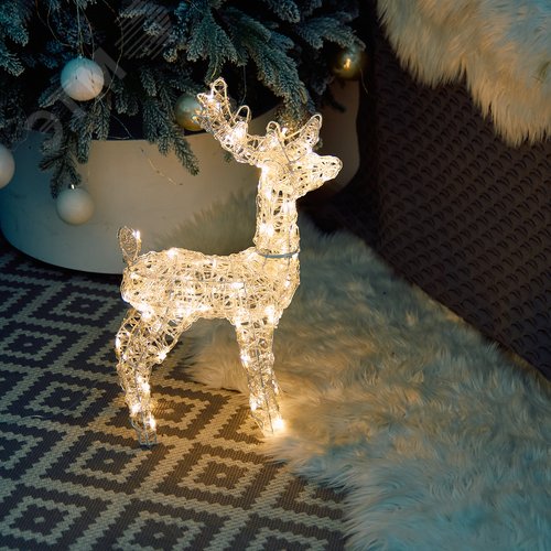Фигура светодиодная каркасная Олень-2 36х60 см 80 светодиодов теплый белый свет прозрачный провод ULD-M3660-080/STA WARM WHITE IP44 DEER-2 - фото 10
