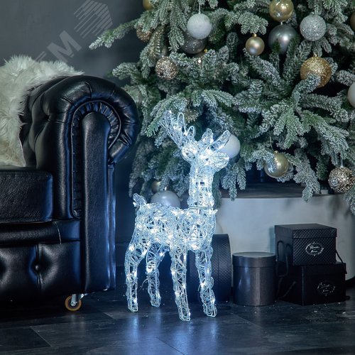 Фигура светодиодная каркасная Олень-2 36х60 см 80 светодиодов Белый свет прозрачный провод ULD-M3660-080/STA WHITE IP44 DEER-2 - фото 5