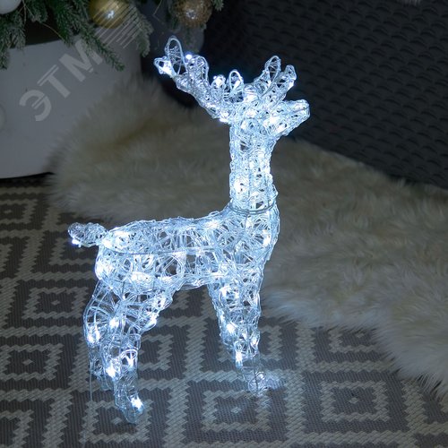 Фигура светодиодная каркасная Олень-2 36х60 см 80 светодиодов Белый свет прозрачный провод ULD-M3660-080/STA WHITE IP44 DEER-2 - фото 8