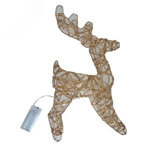 Изображение товара Фигура светодиодная каркасная Золотой олень'' на батарейках 3АА не в комплекте 24х30см 30 светодиодов Теплый белый свет прозрачный провод TM ULD-M2430-030/STB/3AA WARM WHITE IP20 GOLDEN DEER (шт)