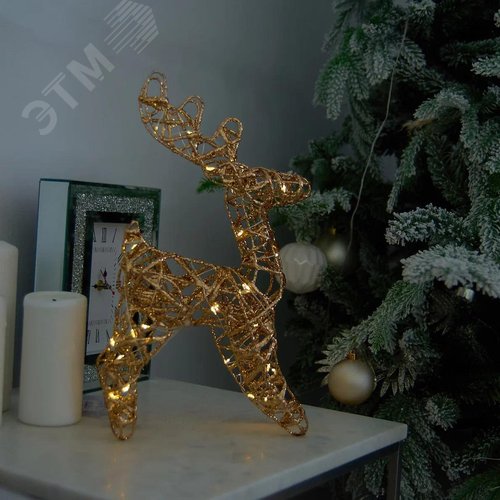 Фигура светодиодная каркасная Золотой олень'' на батарейках 3АА не в комплекте 24х30см 30 светодиодов Теплый белый свет прозрачный провод TM ULD-M2430-030/STB/3AA WARM WHITE IP20 GOLDEN DEER - фото 4
