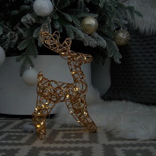 Фигура светодиодная каркасная Золотой олень'' на батарейках 3АА не в комплекте 24х30см 30 светодиодов Теплый белый свет прозрачный провод TM ULD-M2430-030/STB/3AA WARM WHITE IP20 GOLDEN DEER - фото 5