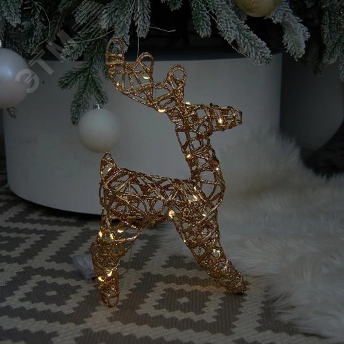 Фигура светодиодная каркасная Золотой олень'' на батарейках 3АА не в комплекте 24х30см 30 светодиодов Теплый белый свет прозрачный провод TM ULD-M2430-030/STB/3AA WARM WHITE IP20 GOLDEN DEER - фото 6