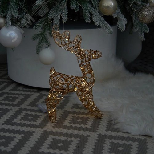 Фигура светодиодная каркасная Золотой олень'' на батарейках 3АА не в комплекте 24х30см 30 светодиодов Теплый белый свет прозрачный провод TM ULD-M2430-030/STB/3AA WARM WHITE IP20 GOLDEN DEER - фото 7