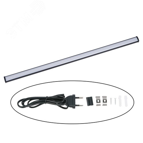 Изображение товара Светильник линейный светодиодный аналог Т5 10 Вт 230В Кабель 0,9м с вилкой и крепление в комплекте Белый свет 4000K Корпус черный TM Volpe ULI-Q951 10W/4000K IP20 BLACK (шт)