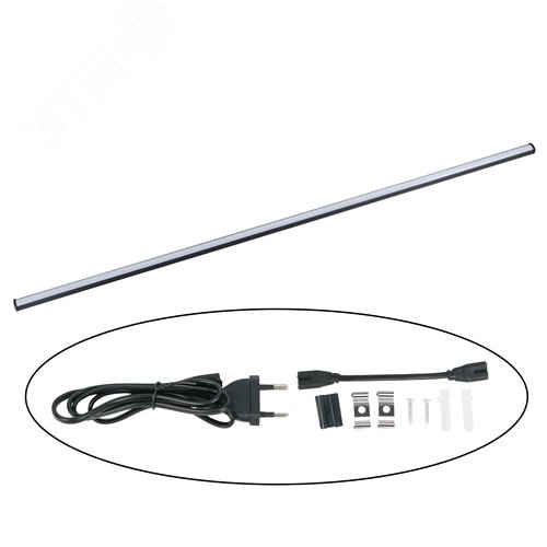 Светильник линейный светодиодный аналог Т5 18 Вт 230В Кабель 0,9м с вилкой и крепление в комплекте Белый свет 4000K Корпус черный TM Volpe ULI-Q951 18W/4000K IP20 BLACK - фото 1