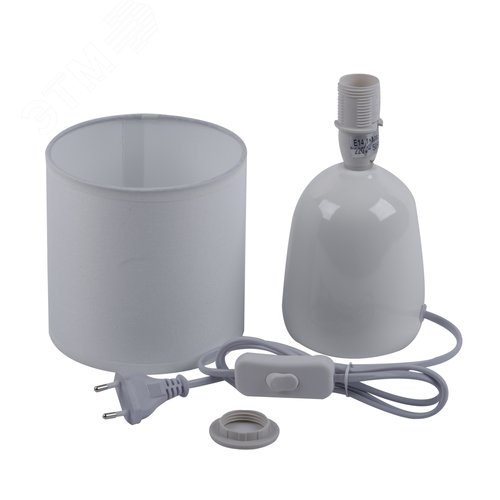 Светильник настольный декоративный под лампу Е14 40W Механический выключатель Белый ТМ UML-B305 E14 WHITE - фото 2