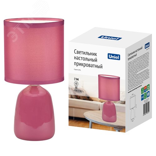 Светильник настольный декоративный под лампу Е14 40W Механический выключатель Розовый ТМ UML-B305 E14 PINK - фото 8