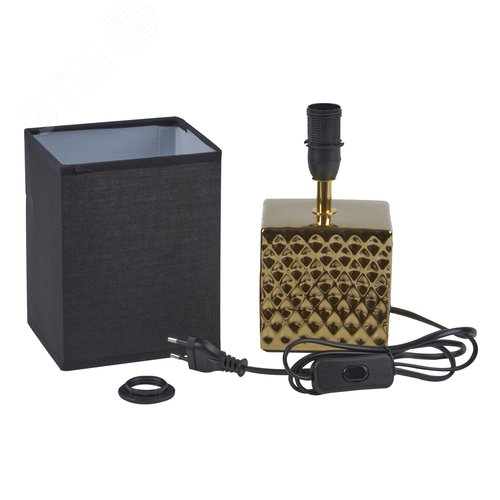 Cветильник настольный декоративный под лампу Е14 40W Механический выключатель Золотой/Черный ТМ UML-B306 E14 GOLD/BLACK - фото 2