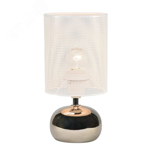 Изображение товара Светильник настольный декоративный под лампу Е14 40W Механический выключатель Серебристый/Белый ТМ UML-B307 E14 SILVER/WHITE (шт)