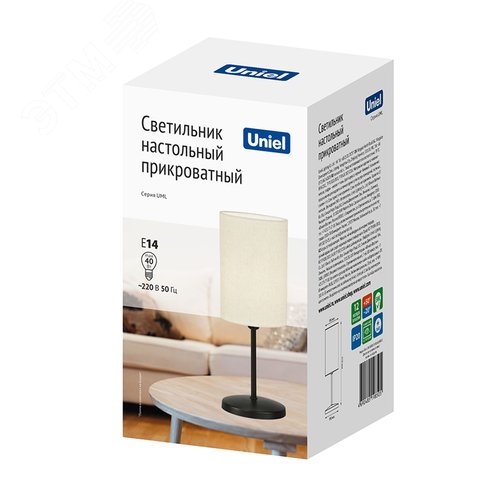 Светильник настольный декоративный под лампу Е14 40W Механический выключатель Черный/Бежевый ТМ UML-B308 E14 BLACK/BEIGE - фото 9