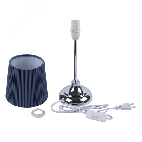 Светильник настольный декоративный под лампу Е14 40W Механический выключатель Хром/Темно-синий UML-B309 E14 CHROME/DARK BLUE - фото 2