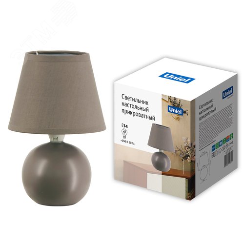 Светильник настольный декоративный под лампу Е14 40W Механический выключатель Темно-серый ТМ UML-B303 E14 DARK GREY - фото 4