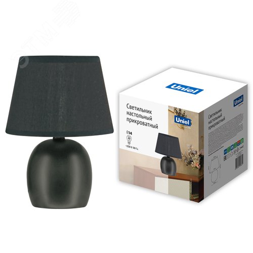 Светильник настольный декоративный под лампу Е14 40W Механический выключатель Черный ТМ UML-B304 E14 BLACK - фото 4