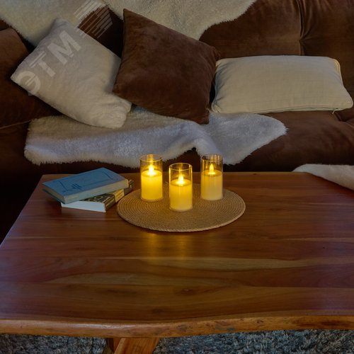 Фигура светодиодная Свеча на батарейках LR44 в комплекте в составе набора из 3 штук 1 светодиод Теплый белый свет ULD-F064 WW CANDLE SET3 - фото 5