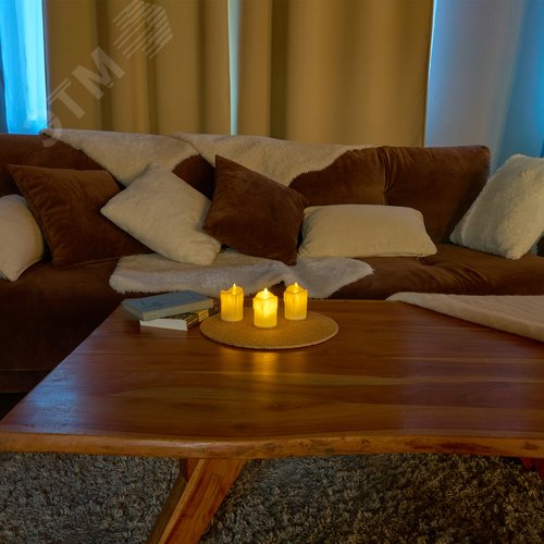 Фигура светодиодная Свеча на батарейках LR44 в комплекте в составе набора из 3 штук 1 светодиод Теплый белый свет ULD-F062 WW CANDLE SET3 - фото 6