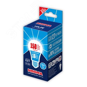 Лампа светодиодная 16 Вт Патрон Е27 Форма A матовая Серия Norma Белый свет 4000K Картон ТМ Volpe LED-A60-16W/NW/E27/FR/NR Набор из 10штук - фото 2