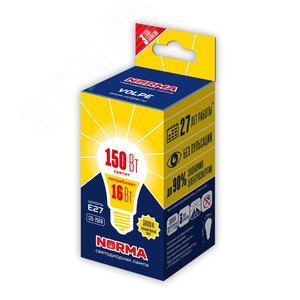 Лампа светодиодная 16 Вт Автрон Е27 Форма A матовая Серия Norma Теплый белый свет 3000K Картон ТМ Volpe LED-A60-16W/WW/E27/FR/NR Набор из 10штук - фото 2