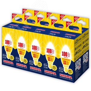 Лампа светодиодная 11 Вт Патрон Е14 Форма свеча матовая Серия Norma Теплый белый свет 3000K Картон ТМ Volpe LED-C37-11W/WW/E14/FR/NR Набор из 10штук - фото 1