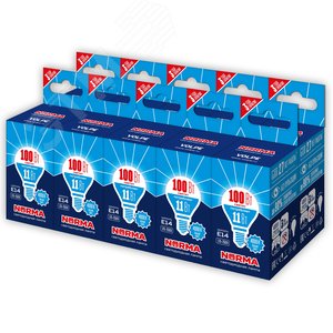 Лампа светодиодная 11 Вт Патрон Е 14 Форма шар матовая Серия Norma Белый свет 4000K Картон ТМ Volpe LED-G45-11W/NW/E14/FR/NR Набор из 10штук - фото 1