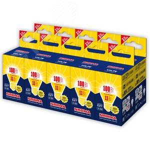 Лампа светодиодная 11 Вт Е27 Форма шар матовая Серия Norma Теплый белый свет 3000K ТМ Volpe LED-G45-11W/WW/E27/FR/NR Набор из 10штук - фото 1