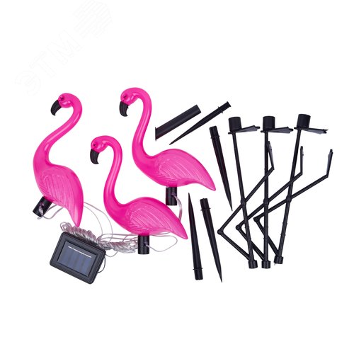 Светильник садовый на солнечной батарее Фламинго в комплекте из 3 штук 6 светодиодов Белый свет 1 АA Ni-Mh аккумулятор в комплекте IP44 USL-S-833/PM530 FLAMINGO SET3 - фото 2