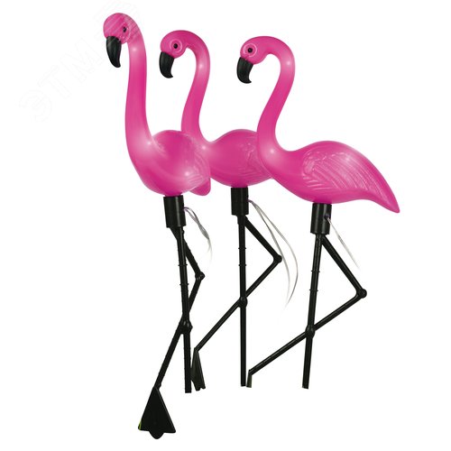 Светильник садовый на солнечной батарее Фламинго в комплекте из 3 штук 6 светодиодов Белый свет 1 АA Ni-Mh аккумулятор в комплекте IP44 USL-S-833/PM530 FLAMINGO SET3 - фото 1