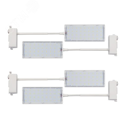 Светильник-прожектор светодиодный трековый 12 Вт в составе набора из 4штук с шинопроводом 2штх50см. Сетевой шнур 3м Спектр для фотосинтеза Корпус белый ТМ ULB-P37-12W/SPFR/K WHITE 3М SET42 - фото 2