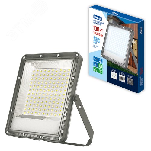 Прожектор светодиодный 100 Вт дневной свет 6500K угол 90 градусов серый корпус ULF-F51D-100W/6500K IP65 200-240V GREY - фото 3