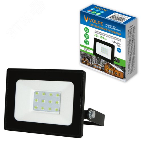 Прожектор светодиодный 20 Вт Зеленый свет Корпус черный TM Volpe ULF-Q519 20W/GREEN IP65 220-240V BLACK - фото 3