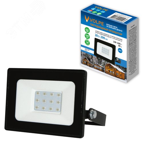 Прожектор светодиодный 20 Вт Синий свет Корпус черный TM Volpe ULF-Q519 20W/BLUE IP65 220-240V BLACK - фото 3