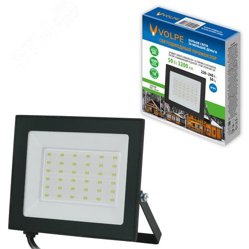 Прожектор светодиодный 50 Вт Зеленый свет Корпус черный TM Volpe ULF-Q519 50W/GREEN IP65 220-240V BLACK - фото 3