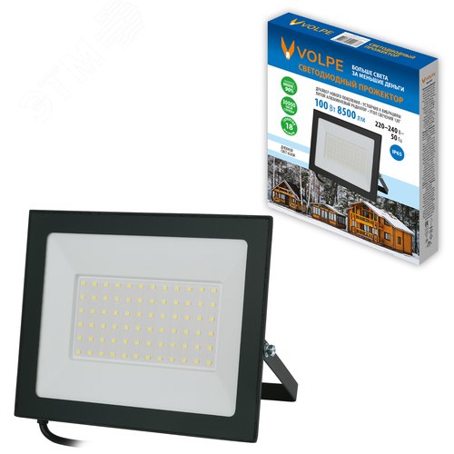 Прожектор светодиодный 100 Вт Дневной свет 6500К Корпус черный TM Volpe ULF-Q519 100W/6500K IP65 220-240V BLACK - фото 3