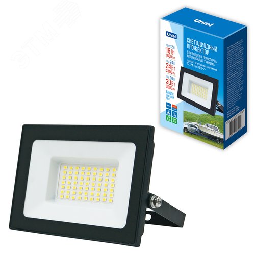 Прожектор светодиодный 30 Вт 12/24/36 В 6500K ULF-F70 30W/6500K IP65 12/24/36V BLACK - фото 2