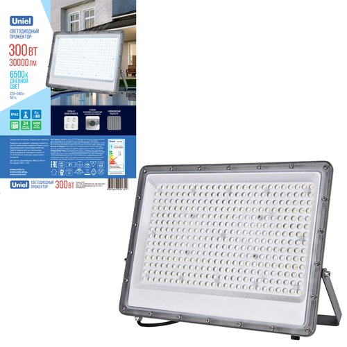 Прожектор светодиодный 300 Вт Дневной свет 6500K Угол 60 градусов Корпус серый ULF-F52B-300W/6500K IP65 200-240V GREY - фото 9